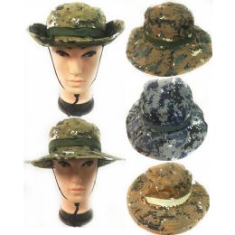 12 Wholesale Wholesale Camo Boonie Flappy Hat With Strap