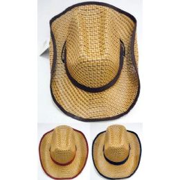24 Units of Wholesale Straw Cowboy Hat - Cowboy & Boonie Hat