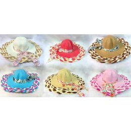 24 Pieces Wholesale Lady Sun Hat Braided Brim - Sun Hats