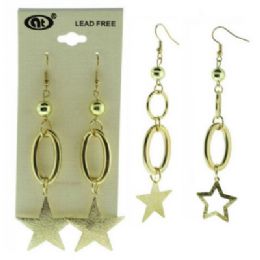 96 Pieces GolD-Tone French Hook Earring With Oval And Star Dangles - Earrings