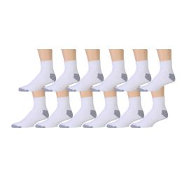 180 Wholesale Yacht & Smith Men's Athletic Ankle Socks, Soft Cotton Terry Cushioned, King Size13-16 Solid White