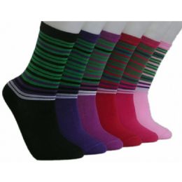 360 Wholesale Women's Candy Stripes Crew Socks