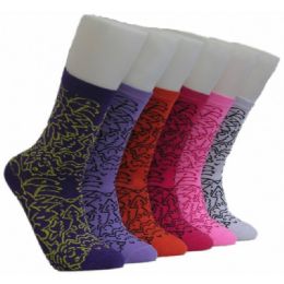 360 Wholesale Women's Printed Crew Socks