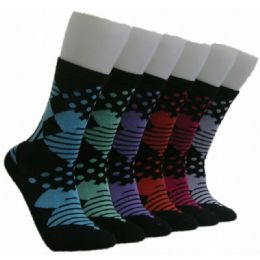 360 Wholesale Women's Mixed Patterned Crew Socks