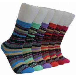 360 Pairs Women's Colorful Stripes Crew Socks - Womens Crew Sock