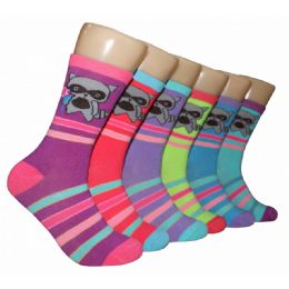 360 Wholesale Women's Sweet Raccoon Crew Socks