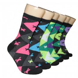 360 Bulk Women's Argyle Crew Socks