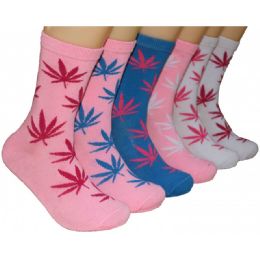 360 Wholesale Women's Marijuana Crew Socks