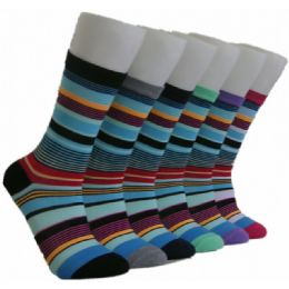 360 Wholesale Women's Striped Crew Socks