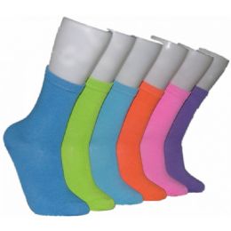 360 Wholesale Women's Solid Bright Crew Socks