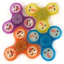 12 Wholesale Assorted Color Glow In The Dark Spinner With Emoji