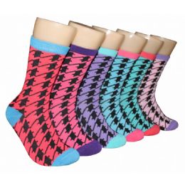 360 Wholesale Women's Houndstooth Crew Socks