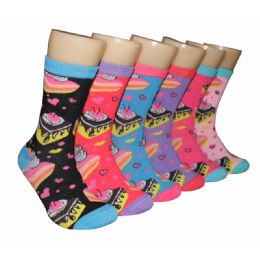 360 Wholesale Women's Cake & Hearts Crew Socks