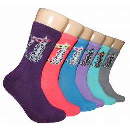360 Wholesale Women's Cat Crew Socks