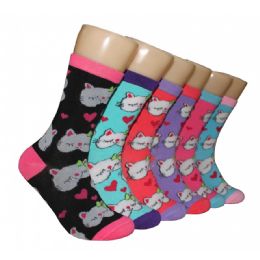 360 Wholesale Women's Cats & Hearts Crew Socks