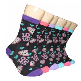 360 Wholesale Women's Pastel Love Crew Socks