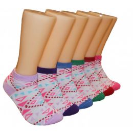480 Pairs Women's Tribal Print Low Cut Ankle Socks - Womens Ankle Sock
