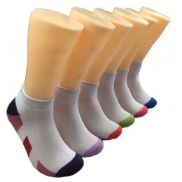 480 Wholesale Women's Racer Stripe Low Cut Ankle Socks