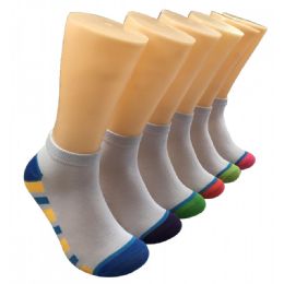480 Pairs Women's Racer Stripe Low Cut Ankle Socks - Womens Ankle Sock