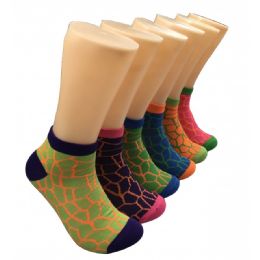 480 Wholesale Women's Crackle Design Low Cut Ankle Socks