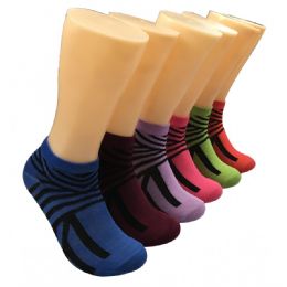 480 Pairs Women's Line Pattern Low Cut Ankle Socks - Womens Ankle Sock