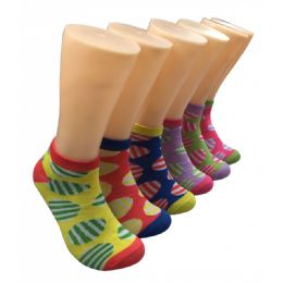 480 Wholesale Women's Bright Patterned Low Cut Ankle Socks