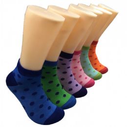 480 Pairs Women's Contrast Polka Dots Low Cut Ankle Socks - Womens Ankle Sock