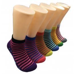 480 Bulk Women's Stripes & Polka Dots Low Cut Ankle Socks