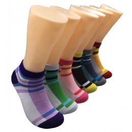 480 Pairs Women's Striped Patterned Low Cut Ankle Socks - Womens Ankle Sock