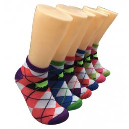 480 Wholesale Women's Argyle Low Cut Ankle Socks