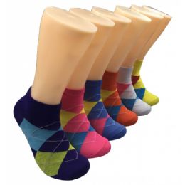 480 Pairs Women's Colorful Argyle Low Cut Ankle Socks - Womens Ankle Sock