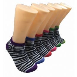 480 Wholesale Women's Zebrah Stripes Low Cut Ankle Socks