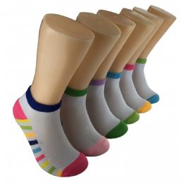 480 Pairs Women's Rainbow Bottom Low Cut Ankle Socks - Womens Ankle Sock