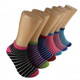 480 Pairs Women's Thin Stripe Low Cut Ankle Socks - Womens Ankle Sock