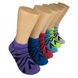 480 Pairs Women's Jungle Stripes Low Cut Ankle Socks - Womens Ankle Sock