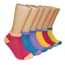 480 Pairs Women's Color Contrast Low Cut Ankle Socks - Womens Ankle Sock