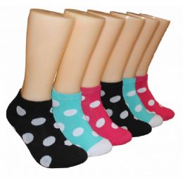 480 Wholesale Women's Polka Dot Low Cut Ankle Socks