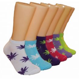 480 Pairs Women's Marijuana Leaf Low Cut Ankle Socks - Womens Ankle Sock