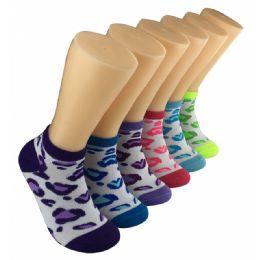 480 Pairs Women's Animal Spots Low Cut Ankle Socks - Womens Ankle Sock