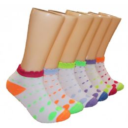 480 Wholesale Women's Scalloped Ankle Low Cut Ankle Socks