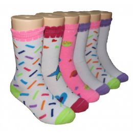 480 of Girls Assorted Print Crew Socks