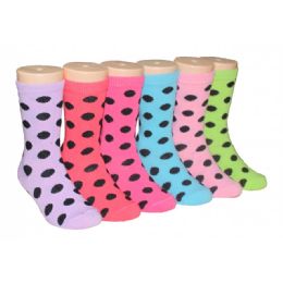 480 Wholesale Girls Polka Dot Crew Socks