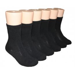 480 Pairs Girls Solid Black Crew Socks - Girls Crew Socks