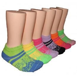 480 Wholesale Girls Color Stripes Low Cut Ankle Socks