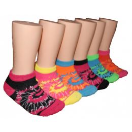 480 Wholesale Girls Tie Dye Low Cut Ankle Socks