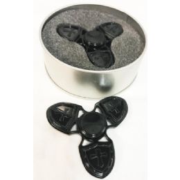 12 Wholesale Black Metal Cross Design Fidget Spinners