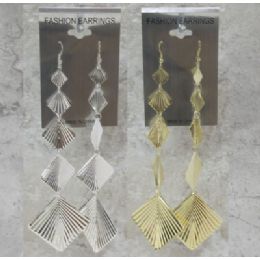 36 Pieces Gold Tone Or Silver Tone French Hook Earrings With Embossed Disc And Square Dangle - Earrings