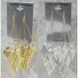 96 Pieces SilveR-Tone And GolD-Tone Dangle With Assorted Clear Plastic Accents - Earrings