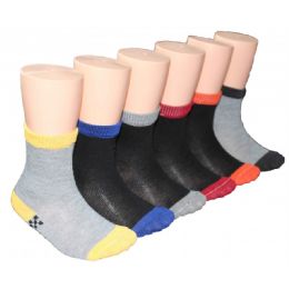 480 Pairs Boys Solid Crew Socks With Color Heel And Toe - Boys Crew Sock