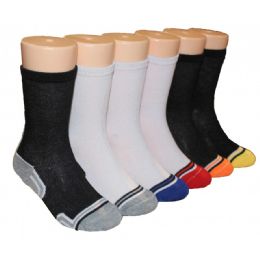 480 Wholesale Boys Black And White Crew Socks With Stripe Toe
